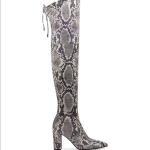 Marc Fisher thigh high snakeskin boots